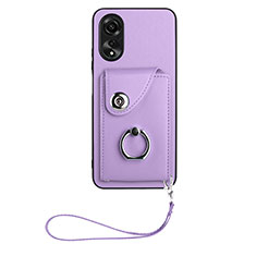 Soft Silicone Gel Leather Snap On Case Cover BF1 for Oppo A78 5G Purple