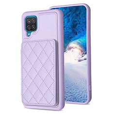 Soft Silicone Gel Leather Snap On Case Cover BF1 for Samsung Galaxy A12 Nacho Clove Purple