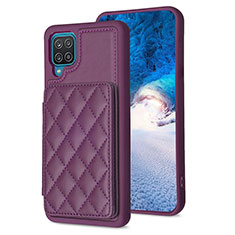 Soft Silicone Gel Leather Snap On Case Cover BF1 for Samsung Galaxy A12 Nacho Purple