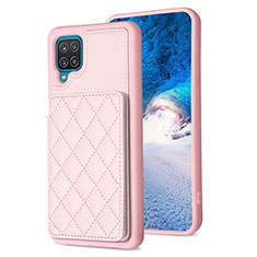 Soft Silicone Gel Leather Snap On Case Cover BF1 for Samsung Galaxy M12 Rose Gold