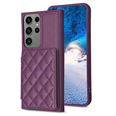 Soft Silicone Gel Leather Snap On Case Cover BF1 for Samsung Galaxy S21 FE 5G Purple