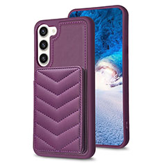 Soft Silicone Gel Leather Snap On Case Cover BF1 for Samsung Galaxy S22 5G Purple
