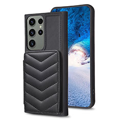 Soft Silicone Gel Leather Snap On Case Cover BF1 for Samsung Galaxy S22 Ultra 5G Black