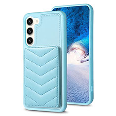 Soft Silicone Gel Leather Snap On Case Cover BF1 for Samsung Galaxy S23 Plus 5G Mint Blue