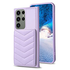 Soft Silicone Gel Leather Snap On Case Cover BF1 for Samsung Galaxy S23 Ultra 5G Clove Purple