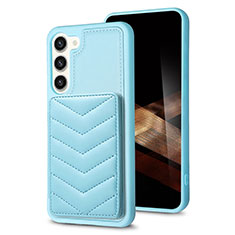 Soft Silicone Gel Leather Snap On Case Cover BF1 for Samsung Galaxy S24 Plus 5G Mint Blue