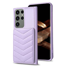 Soft Silicone Gel Leather Snap On Case Cover BF1 for Samsung Galaxy S24 Ultra 5G Clove Purple