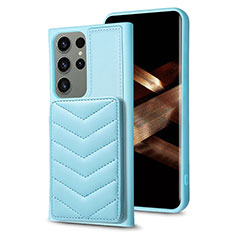 Soft Silicone Gel Leather Snap On Case Cover BF1 for Samsung Galaxy S24 Ultra 5G Mint Blue