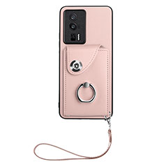Soft Silicone Gel Leather Snap On Case Cover BF1 for Xiaomi Poco F5 Pro 5G Rose Gold
