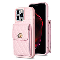 Soft Silicone Gel Leather Snap On Case Cover BF2 for Apple iPhone 13 Pro Rose Gold
