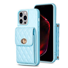 Soft Silicone Gel Leather Snap On Case Cover BF2 for Apple iPhone 14 Pro Max Blue