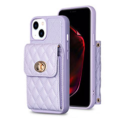 Soft Silicone Gel Leather Snap On Case Cover BF2 for Apple iPhone 15 Plus Clove Purple