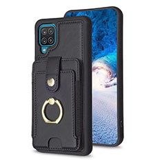Soft Silicone Gel Leather Snap On Case Cover BF2 for Samsung Galaxy A12 Black