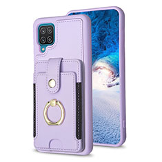 Soft Silicone Gel Leather Snap On Case Cover BF2 for Samsung Galaxy A12 Clove Purple