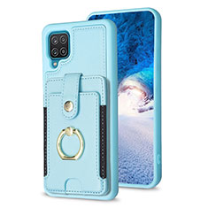 Soft Silicone Gel Leather Snap On Case Cover BF2 for Samsung Galaxy A12 Mint Blue