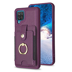 Soft Silicone Gel Leather Snap On Case Cover BF2 for Samsung Galaxy A12 Nacho Purple