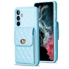 Soft Silicone Gel Leather Snap On Case Cover BF2 for Samsung Galaxy A54 5G Sky Blue