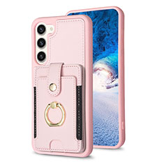 Soft Silicone Gel Leather Snap On Case Cover BF2 for Samsung Galaxy S22 5G Rose Gold
