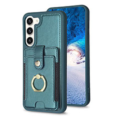 Soft Silicone Gel Leather Snap On Case Cover BF2 for Samsung Galaxy S22 Plus 5G Green