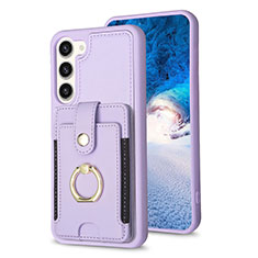 Soft Silicone Gel Leather Snap On Case Cover BF2 for Samsung Galaxy S23 5G Clove Purple
