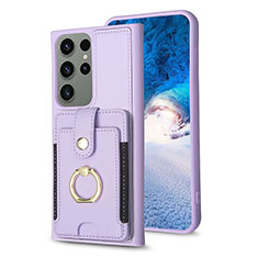 Soft Silicone Gel Leather Snap On Case Cover BF2 for Samsung Galaxy S23 Ultra 5G Clove Purple