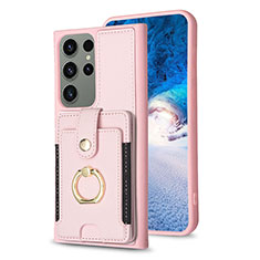 Soft Silicone Gel Leather Snap On Case Cover BF2 for Samsung Galaxy S23 Ultra 5G Rose Gold