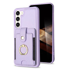 Soft Silicone Gel Leather Snap On Case Cover BF2 for Samsung Galaxy S24 5G Clove Purple