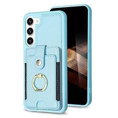 Soft Silicone Gel Leather Snap On Case Cover BF2 for Samsung Galaxy S24 Plus 5G Mint Blue