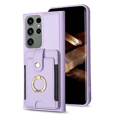 Soft Silicone Gel Leather Snap On Case Cover BF2 for Samsung Galaxy S24 Ultra 5G Clove Purple