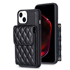 Soft Silicone Gel Leather Snap On Case Cover BF3 for Apple iPhone 14 Black