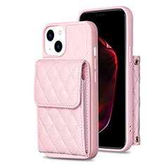 Soft Silicone Gel Leather Snap On Case Cover BF3 for Apple iPhone 14 Rose Gold