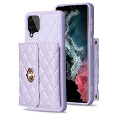 Soft Silicone Gel Leather Snap On Case Cover BF3 for Samsung Galaxy A12 Clove Purple