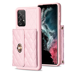 Soft Silicone Gel Leather Snap On Case Cover BF3 for Samsung Galaxy A52 5G Rose Gold