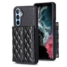 Soft Silicone Gel Leather Snap On Case Cover BF3 for Samsung Galaxy A54 5G Black