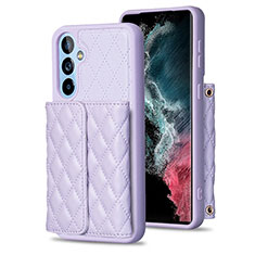 Soft Silicone Gel Leather Snap On Case Cover BF3 for Samsung Galaxy A54 5G Clove Purple
