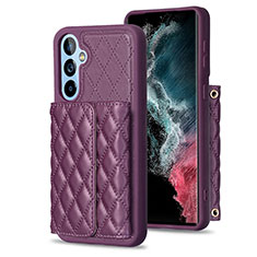 Soft Silicone Gel Leather Snap On Case Cover BF3 for Samsung Galaxy A54 5G Purple