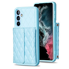 Soft Silicone Gel Leather Snap On Case Cover BF3 for Samsung Galaxy A54 5G Sky Blue