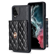 Soft Silicone Gel Leather Snap On Case Cover BF3 for Samsung Galaxy M12 Black