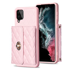 Soft Silicone Gel Leather Snap On Case Cover BF3 for Samsung Galaxy M12 Rose Gold