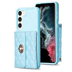 Soft Silicone Gel Leather Snap On Case Cover BF3 for Samsung Galaxy S22 Plus 5G Mint Blue