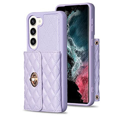 Soft Silicone Gel Leather Snap On Case Cover BF3 for Samsung Galaxy S23 5G Clove Purple