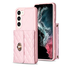 Soft Silicone Gel Leather Snap On Case Cover BF3 for Samsung Galaxy S23 5G Rose Gold