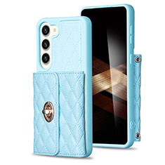 Soft Silicone Gel Leather Snap On Case Cover BF3 for Samsung Galaxy S24 Plus 5G Mint Blue