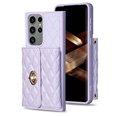 Soft Silicone Gel Leather Snap On Case Cover BF3 for Samsung Galaxy S24 Ultra 5G Clove Purple