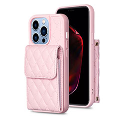Soft Silicone Gel Leather Snap On Case Cover BF4 for Apple iPhone 13 Pro Rose Gold