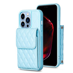 Soft Silicone Gel Leather Snap On Case Cover BF4 for Apple iPhone 14 Pro Max Blue