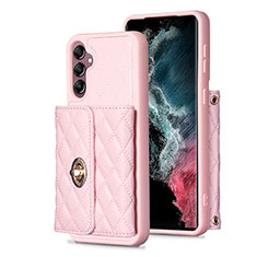 Soft Silicone Gel Leather Snap On Case Cover BF4 for Samsung Galaxy A14 5G Rose Gold