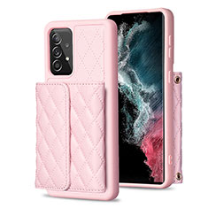 Soft Silicone Gel Leather Snap On Case Cover BF4 for Samsung Galaxy A52 4G Rose Gold