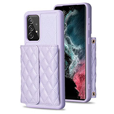 Soft Silicone Gel Leather Snap On Case Cover BF4 for Samsung Galaxy A52 5G Clove Purple