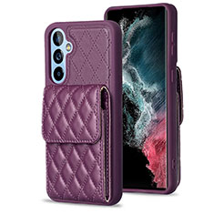Soft Silicone Gel Leather Snap On Case Cover BF4 for Samsung Galaxy A54 5G Purple